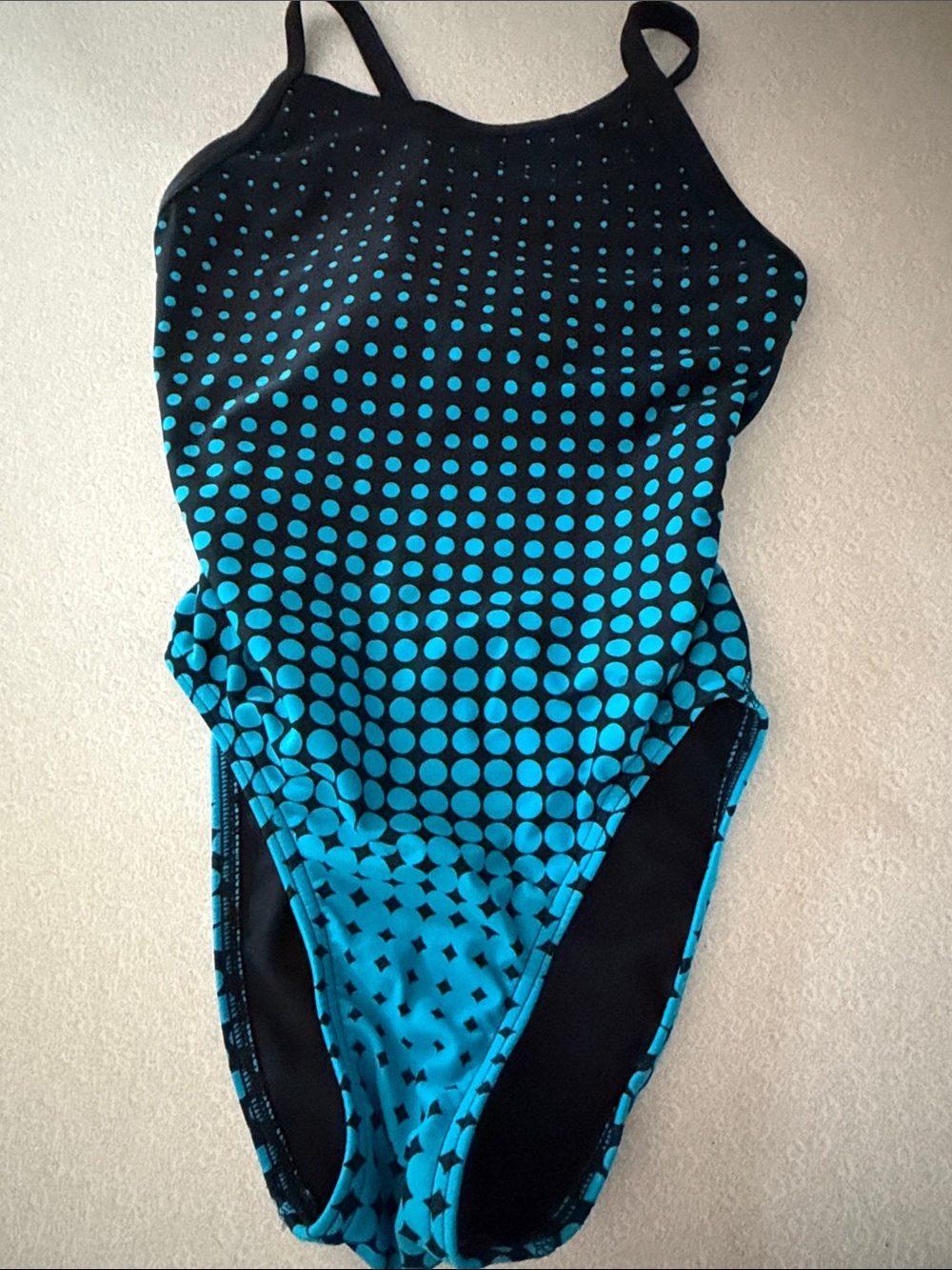 Girls' Black & Teal Dot One-Piece Swimsuit